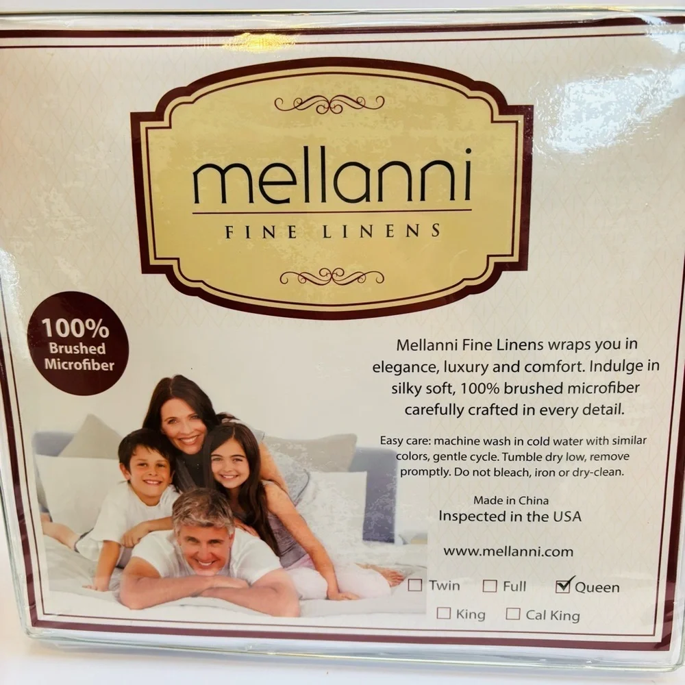 Mellanni Luxury Linens 1800 Brushed Microfiber 4 pc. Sheet Set Queen White NEW
